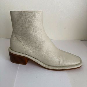 MANGO cream leather ankle boots